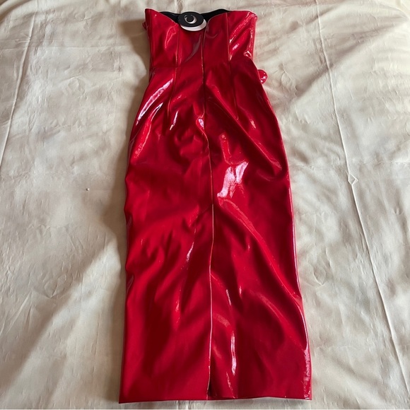 NEW! CULTNAKED- Strapless Love Killa Midi Dess in Red Patent Size Small - Picture 7 of 13